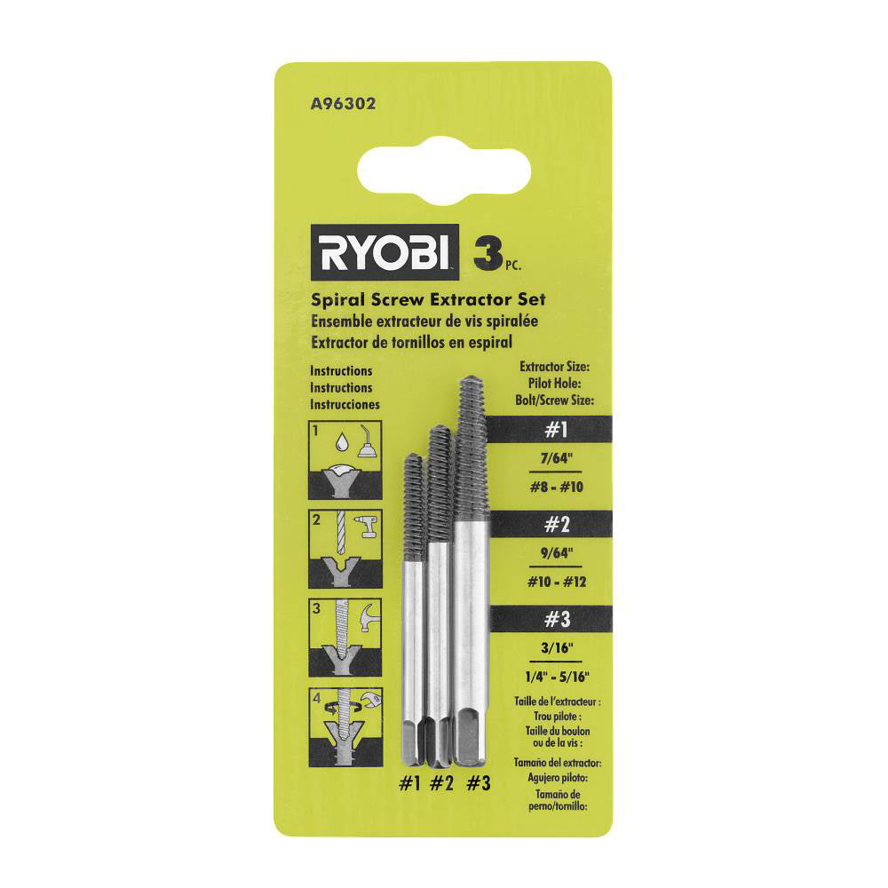 3 PC. SPIRAL SCREW EXTRACTOR SET RYOBI Tools