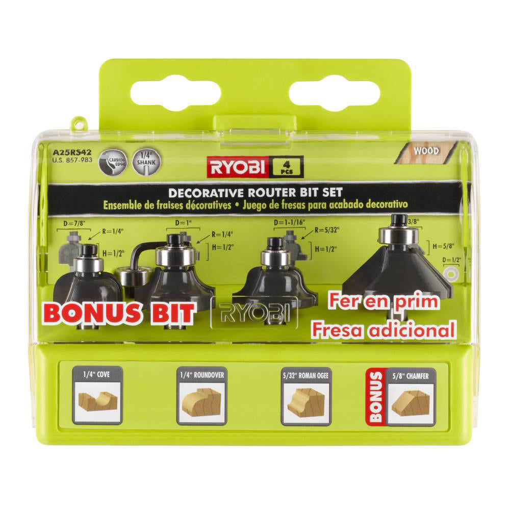 4PC DECORATIVE ROUTER BIT SET RYOBI Tools