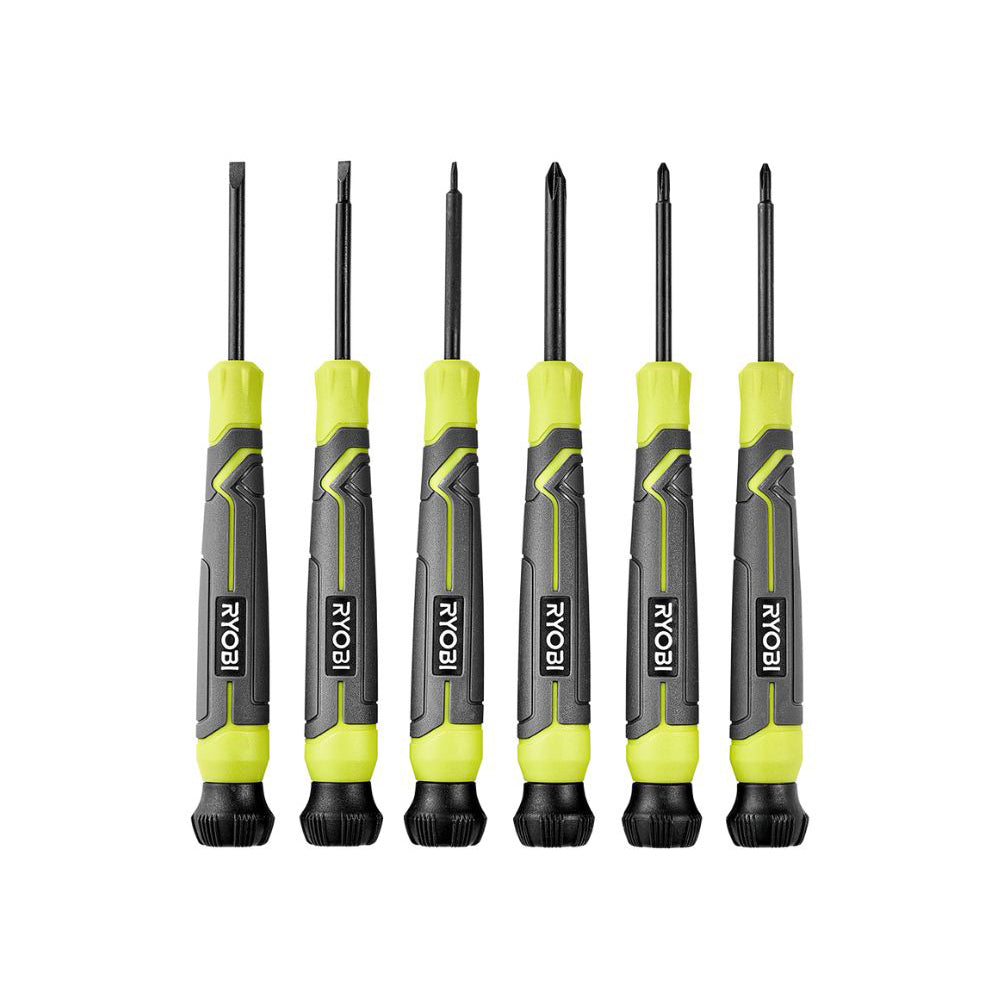 6-Piece Precision Screwdriver Set with Cushion Grip Handles RYOBI Tools