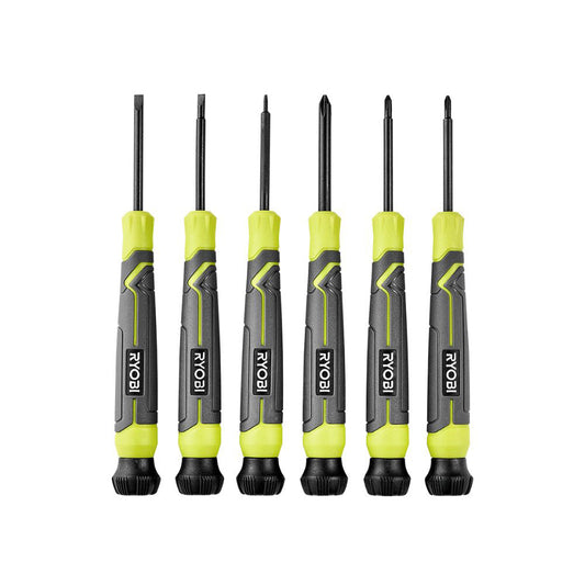 6-Piece Precision Screwdriver Set with Cushion Grip Handles RYOBI Tools