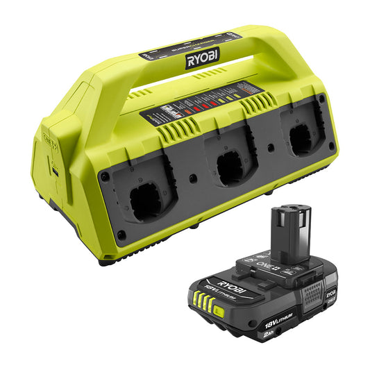 18V ONE+ 6-PORT DUAL CHEMISTRY INTELLIPORT SUPERCHARGER AND 2.0Ah BATTERY RYOBI Tools