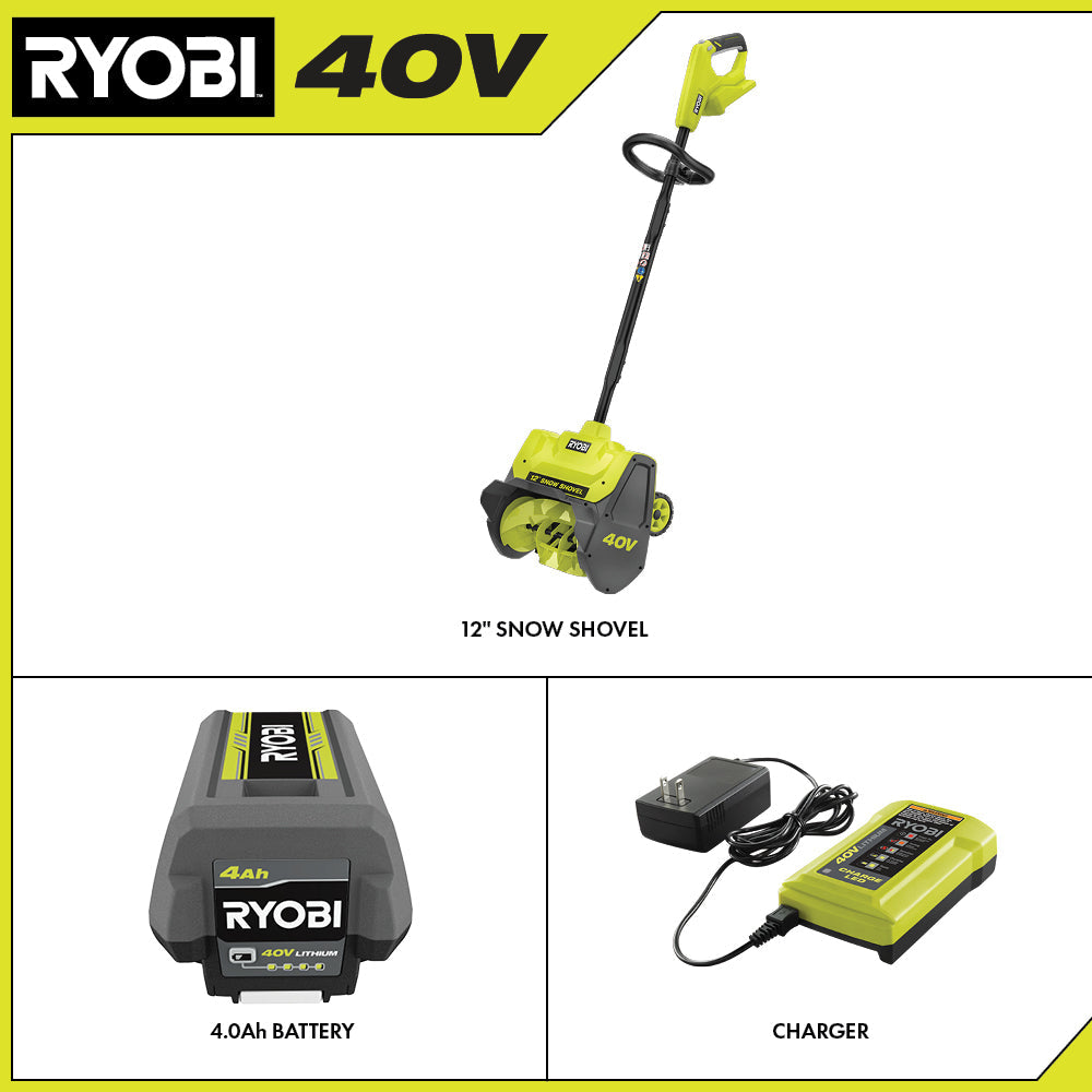 40V 12" WHEELED SNOW SHOVEL KIT Image 3
