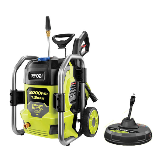 2000 PSI ELECTRIC PRESSURE WASHER WITH FREE 12" ELECTRIC PRESSURE WASHER SURFACE CLEANER RYOBI Tools