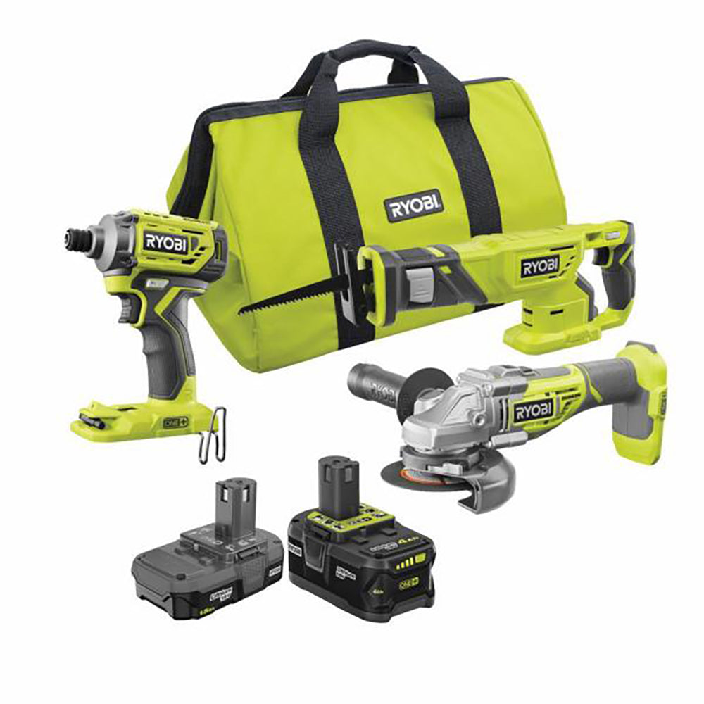 18V ONE+ Brushless 3-Tool Combo Kit with One 4.0 Ah Battery, One 1.5 Ah Battery, 18V Charger, and Bag RYOBI Tools