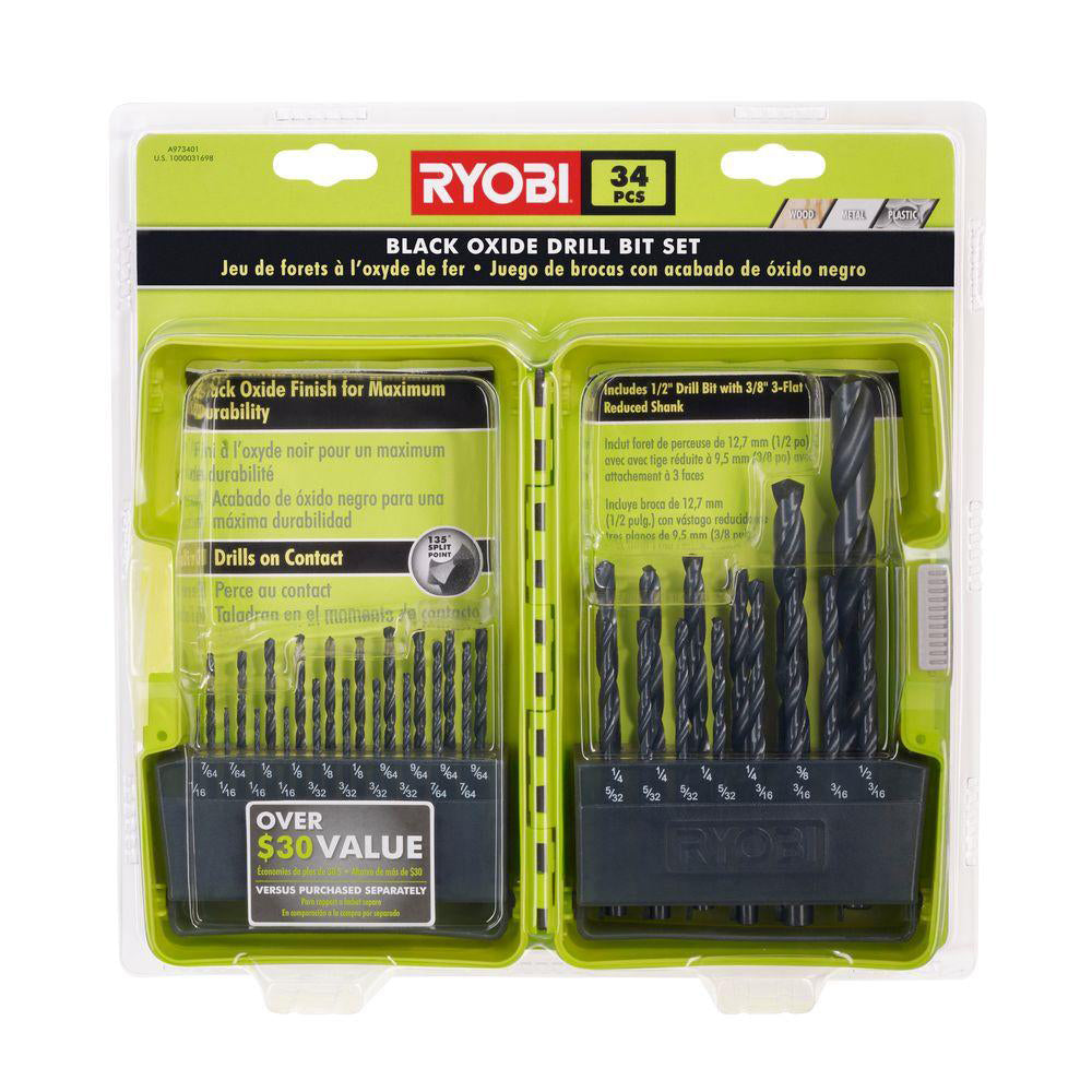 34 PC BLACK OXIDE DRILL BIT SET RYOBI Tools