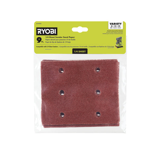 9 PC. 1/4 SHEET SANDER SAND PAPER RYOBI Tools