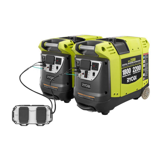 2,200-Watt Gasoline Powered Digital Inverter Generators with Parallel Combo Kit RYOBI Tools