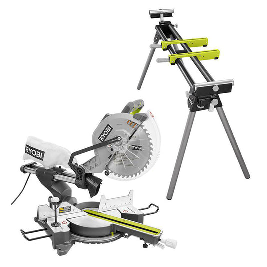15 Amp 12" Sliding Miter Saw with Laser + Stand RYOBI Tools