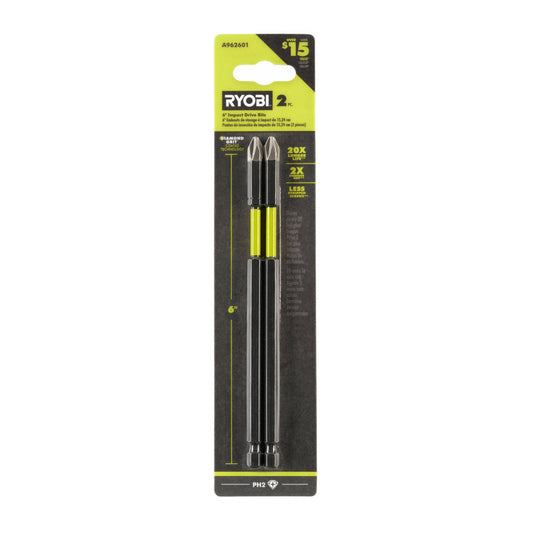 2 PC. 6" Diamond Grit Impact Drive Bits RYOBI Tools
