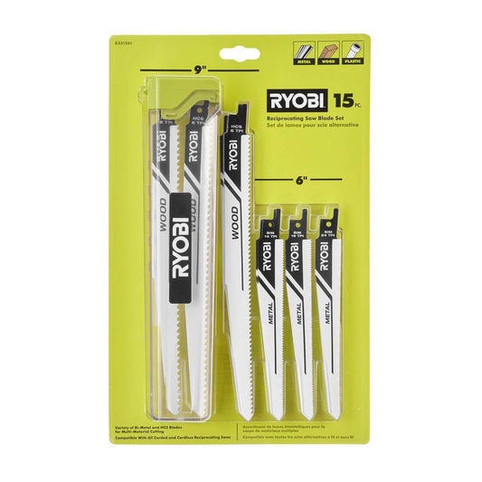 15 PC. RECIPROCATING SAW BLADE SET RYOBI Tools