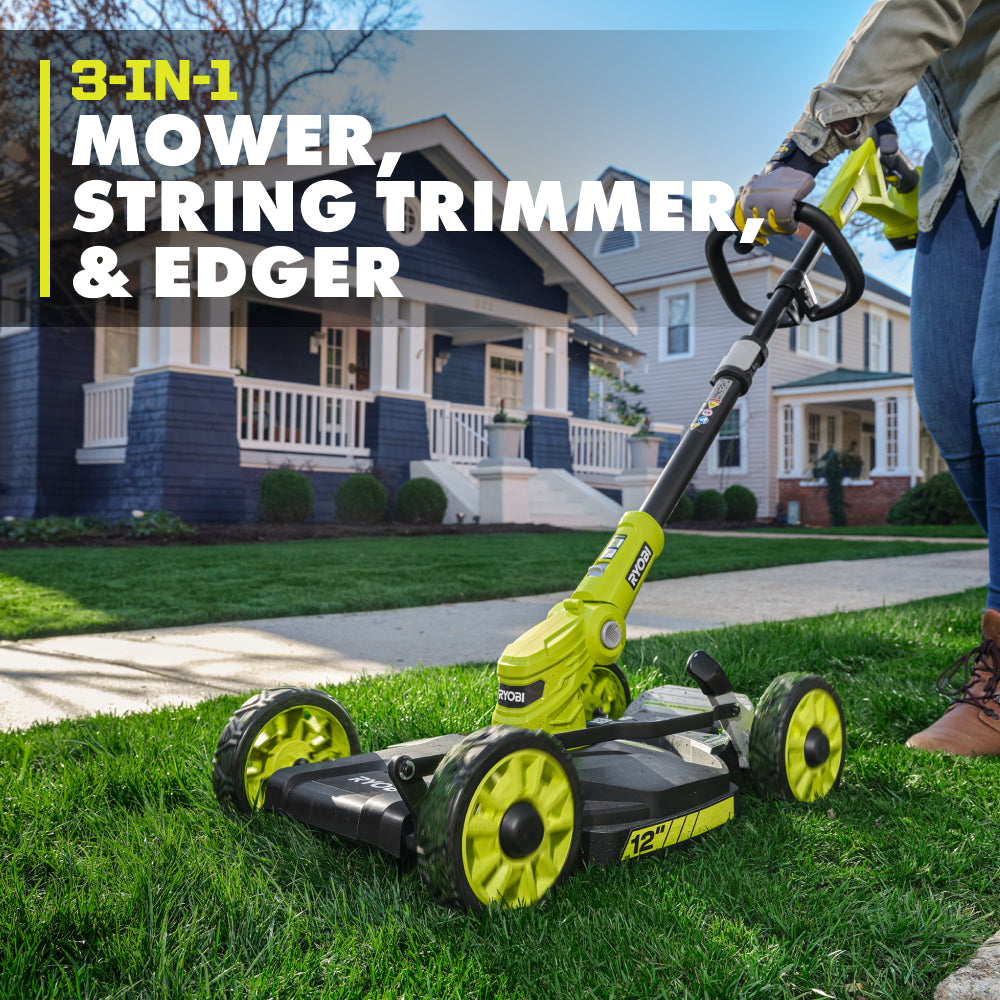 18V ONE+ 3-in-1 Mower, String Trimmer, and Edger Kit RYOBI Tools