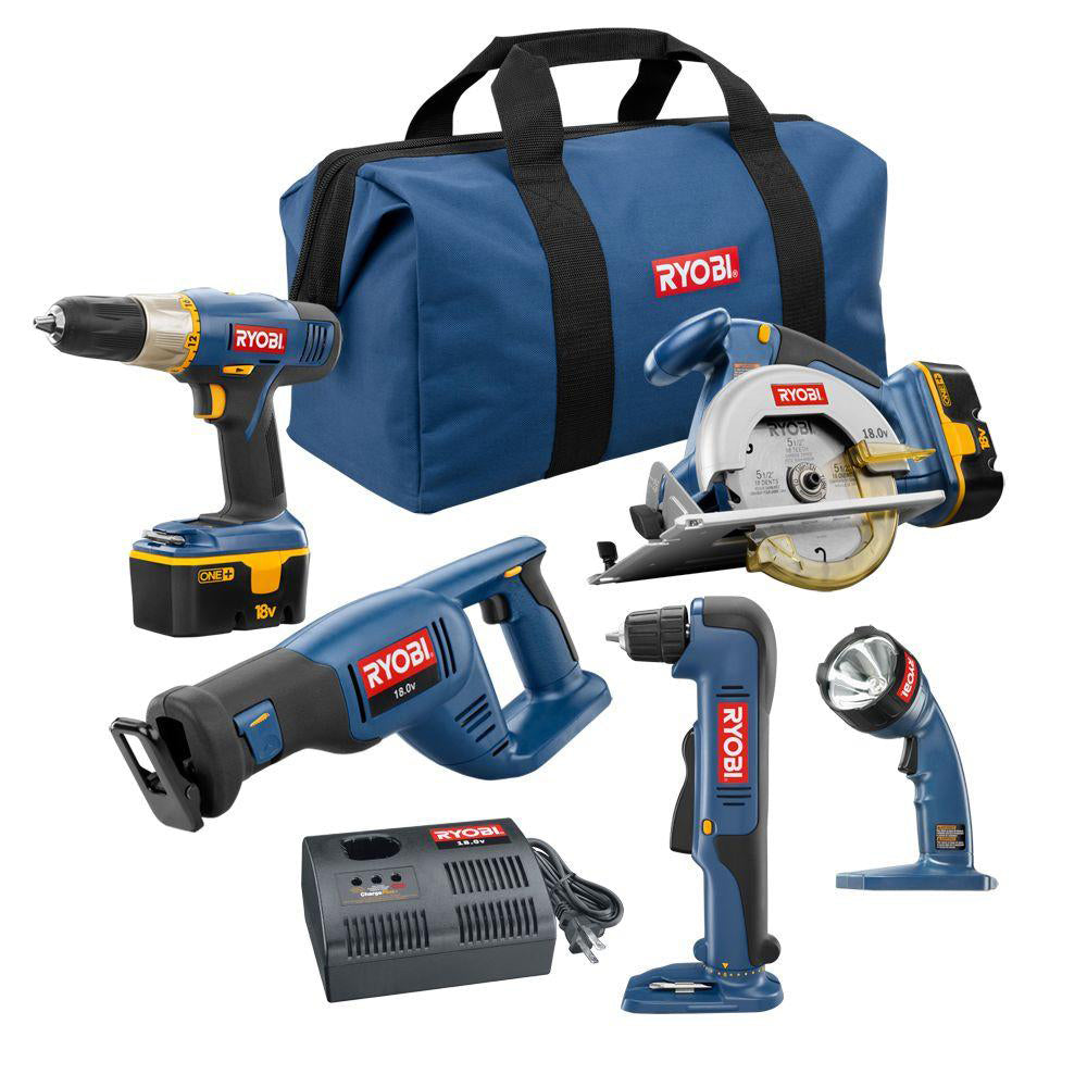 18V ONE+ Super Combo Kit (4-Tool) + Right Angle Drill RYOBI Tools