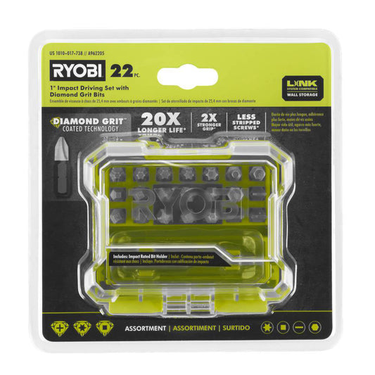22 PC. 1" IMPACT DRIVING SET WITH DIAMOND GRIT BITS RYOBI Tools