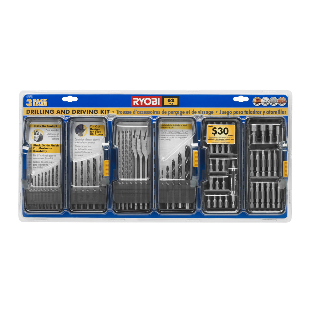 62 PC. Drilling and Driving Kit RYOBI Tools