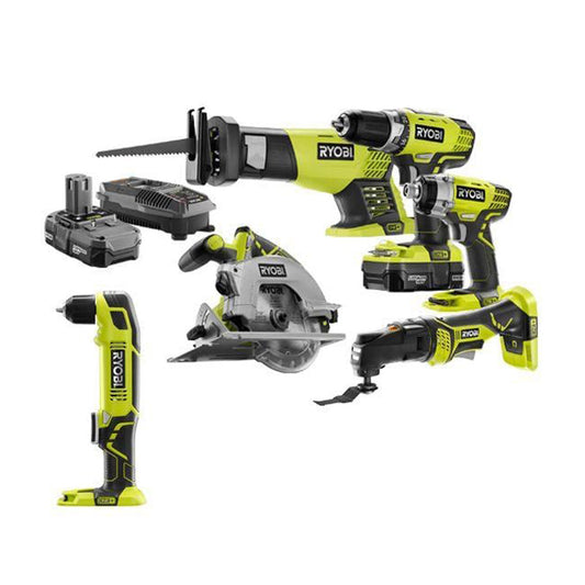 18V ONE+ Combo Kit (5-Tool) + Right Angle Drill RYOBI Tools