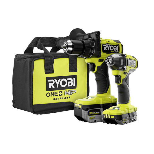18V ONE+ HP Brushless Hammer Drill and Impact Driver 2-Tool Kit RYOBI Tools
