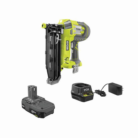 18V ONE+ AirStrike 16-Gauge Straight Finish Nailer with Sample Nails, (1) 1.5 Ah Battery and Charger RYOBI Tools