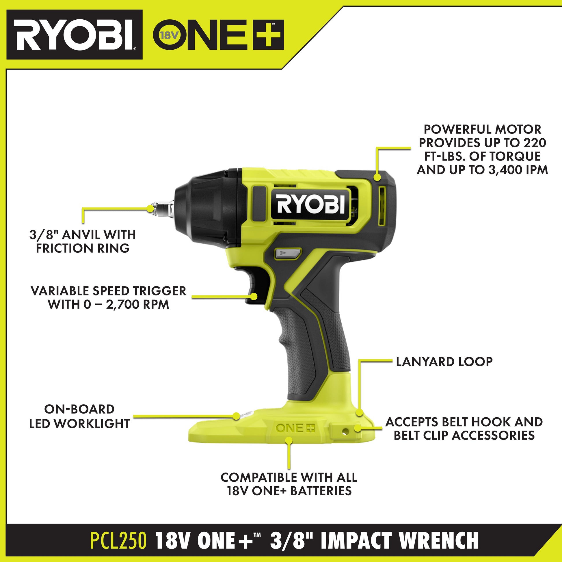 18V ONE+ 3/8" IMPACT WRENCH Image 2
