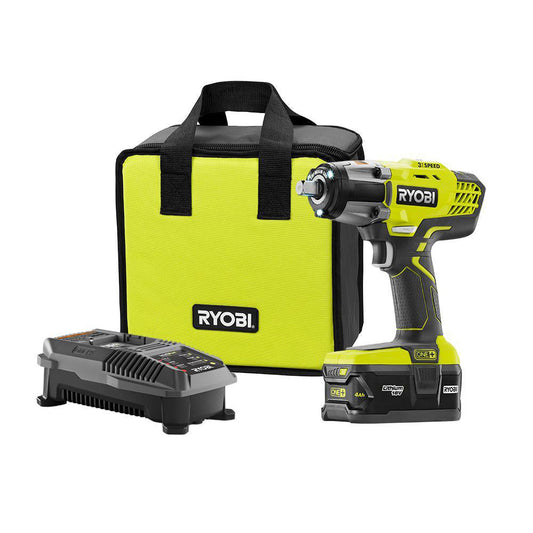 18V ONE+ 3-Speed 1/2" Impact Wrench Kit with (1) 4.0 Ah Battery, 18V Charger, and Bag RYOBI Tools
