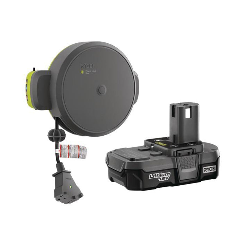 Cord Reel Accessory with Compact Lithium Battery RYOBI Tools