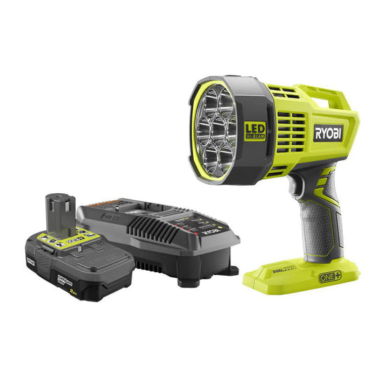 18V ONE+ Hybrid LED Spotlight, 12-Volt Automotive Cord with 2.0Ah Battery and Dual Chemistry Charger Kit RYOBI Tools