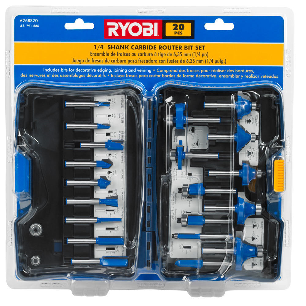 20 PC. Mixed Router Bit Set RYOBI Tools