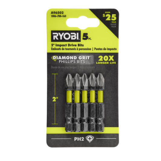 5 PC. 2" Diamond Grit Impact Drive Bits RYOBI Tools