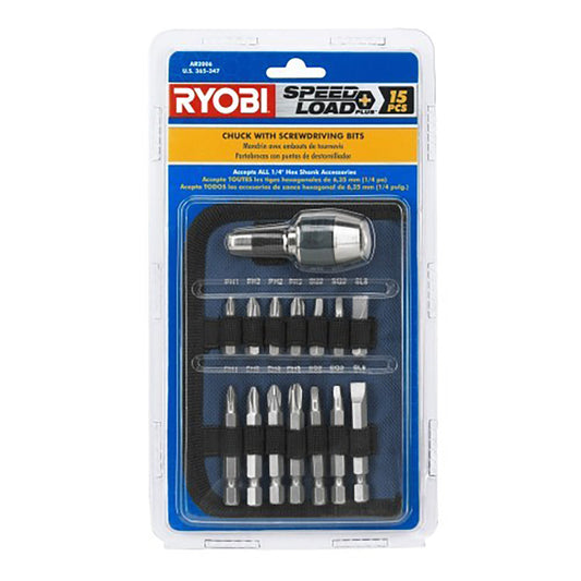 15 PC. Screwdriving Set with Chuck RYOBI Tools