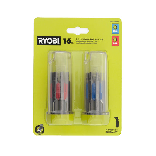 16 PC. 2-1/2" EXTENDED HEX BITS RYOBI Tools