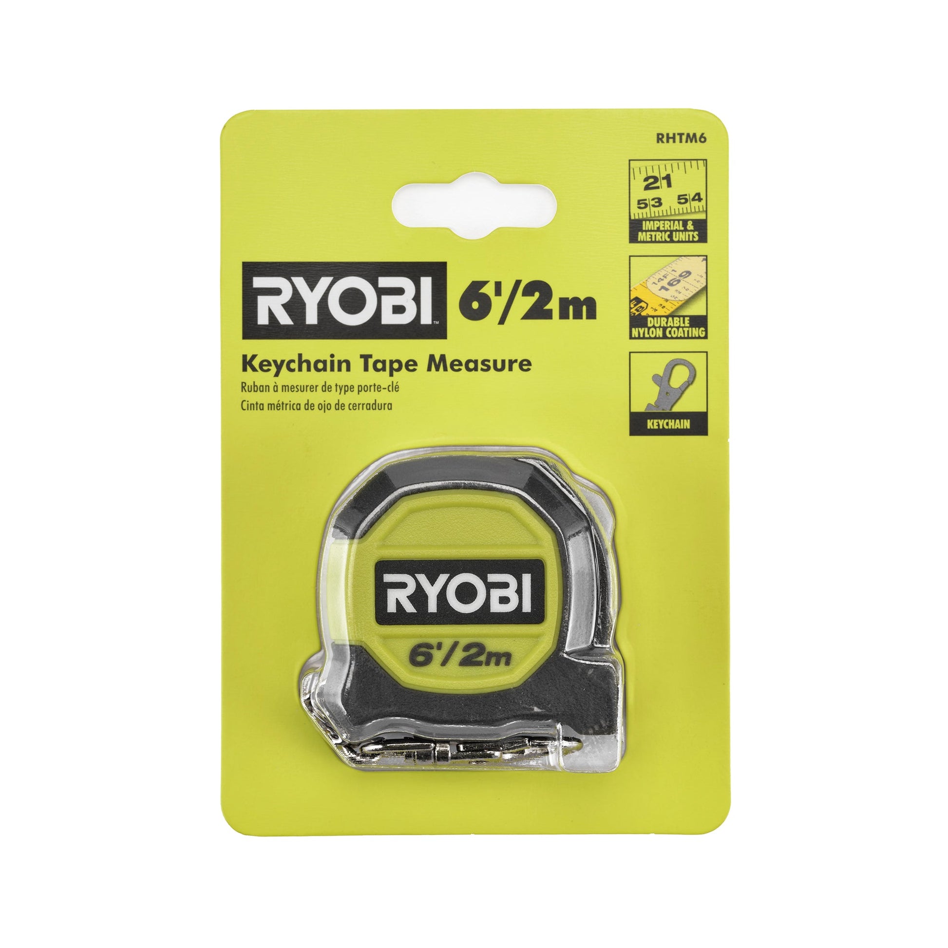 6'/2m KEYCHAIN TAPE MEASURE RYOBI Tools