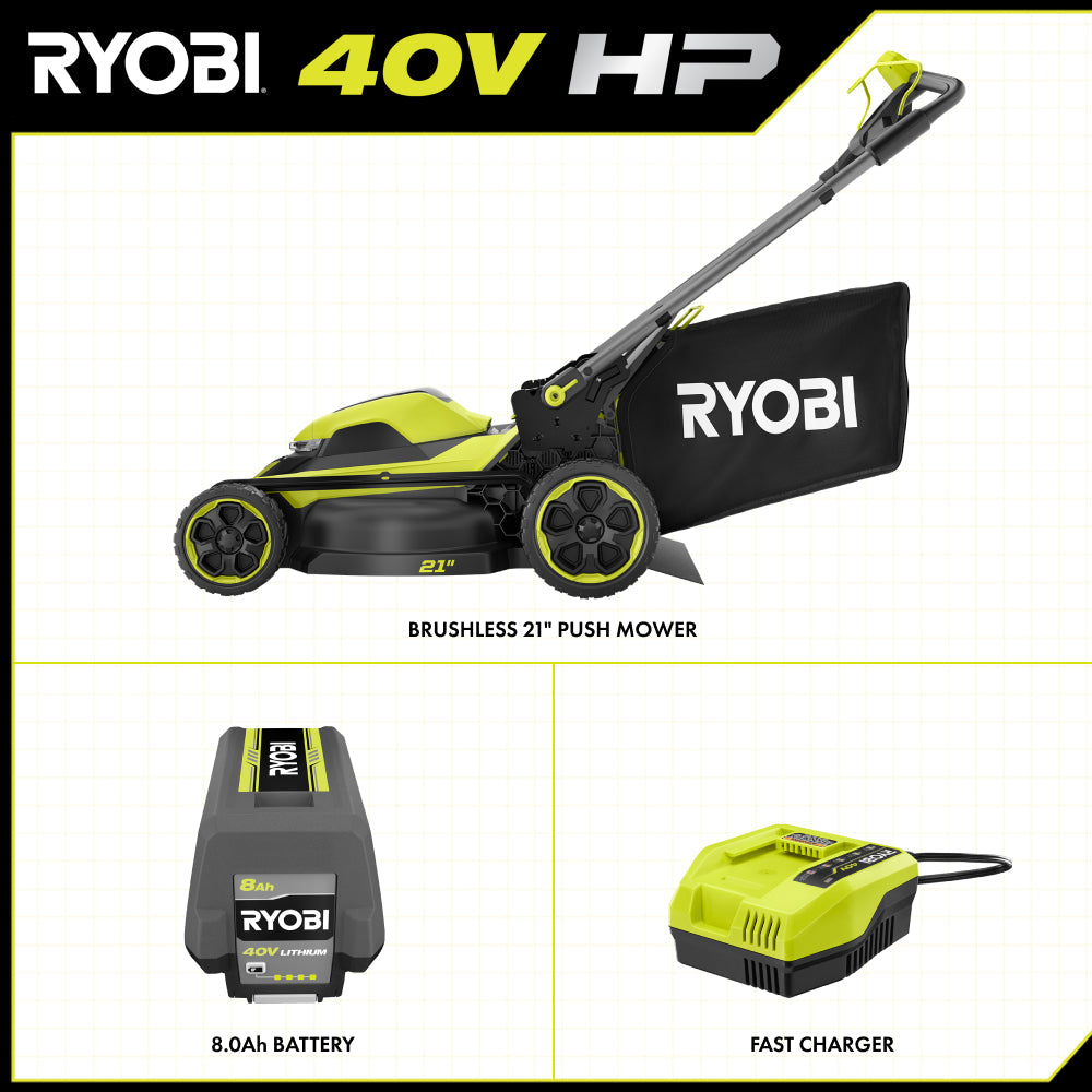 40V HP BRUSHLESS 21" PUSH MOWER KIT RYOBI Tools