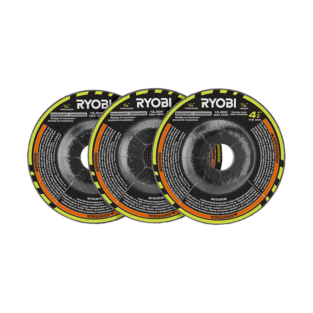 3 PC. 4-1/2" Masonry Grinding Wheel Set RYOBI Tools