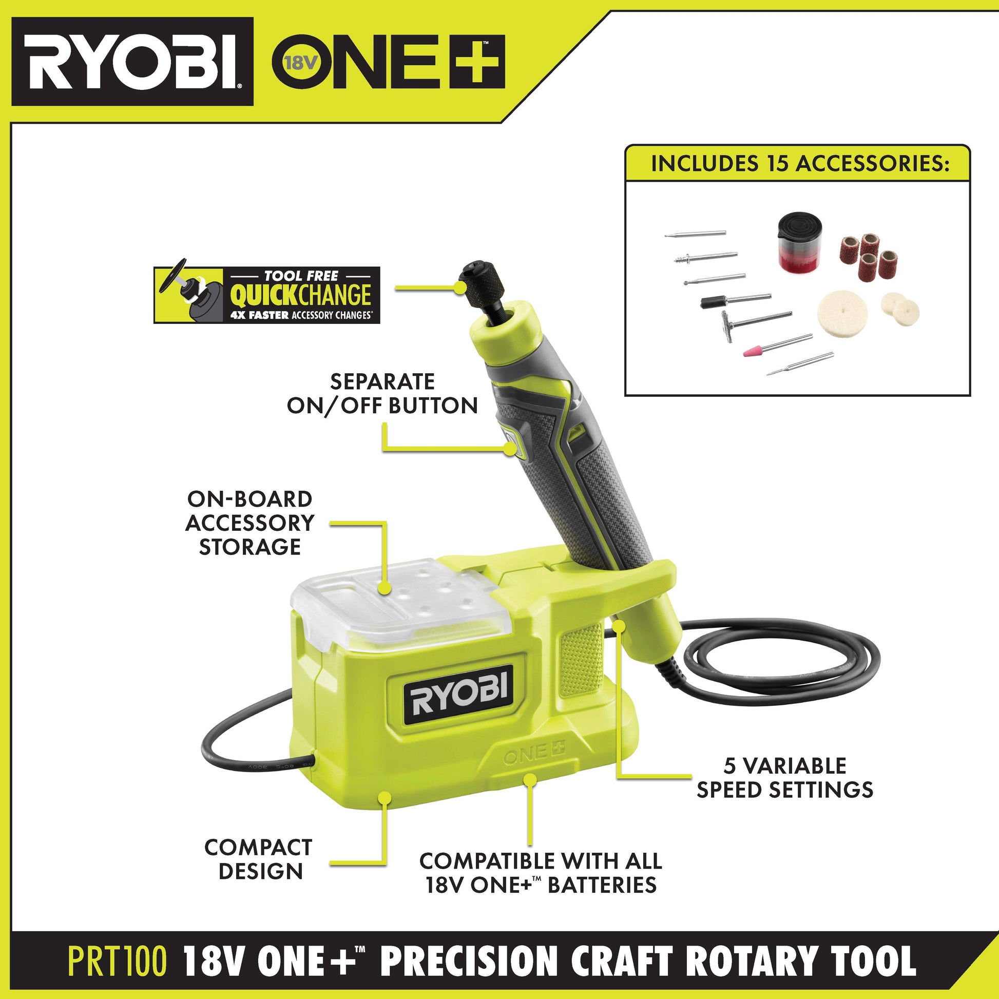 18V ONE+ Precision Craft Rotary Tool Kit Image 2