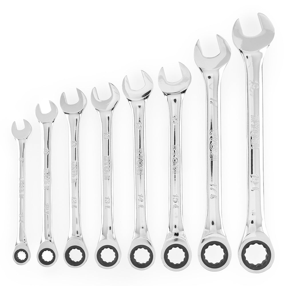 8 PC. Metric Ratcheting Combination Wrench Set RYOBI Tools