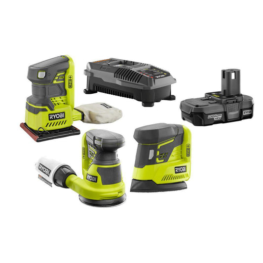 18V ONE+ 3-Tool Sanding Combo Kit with (1) 1.3 Ah Battery and 18V Dual Chemistry Charger RYOBI Tools