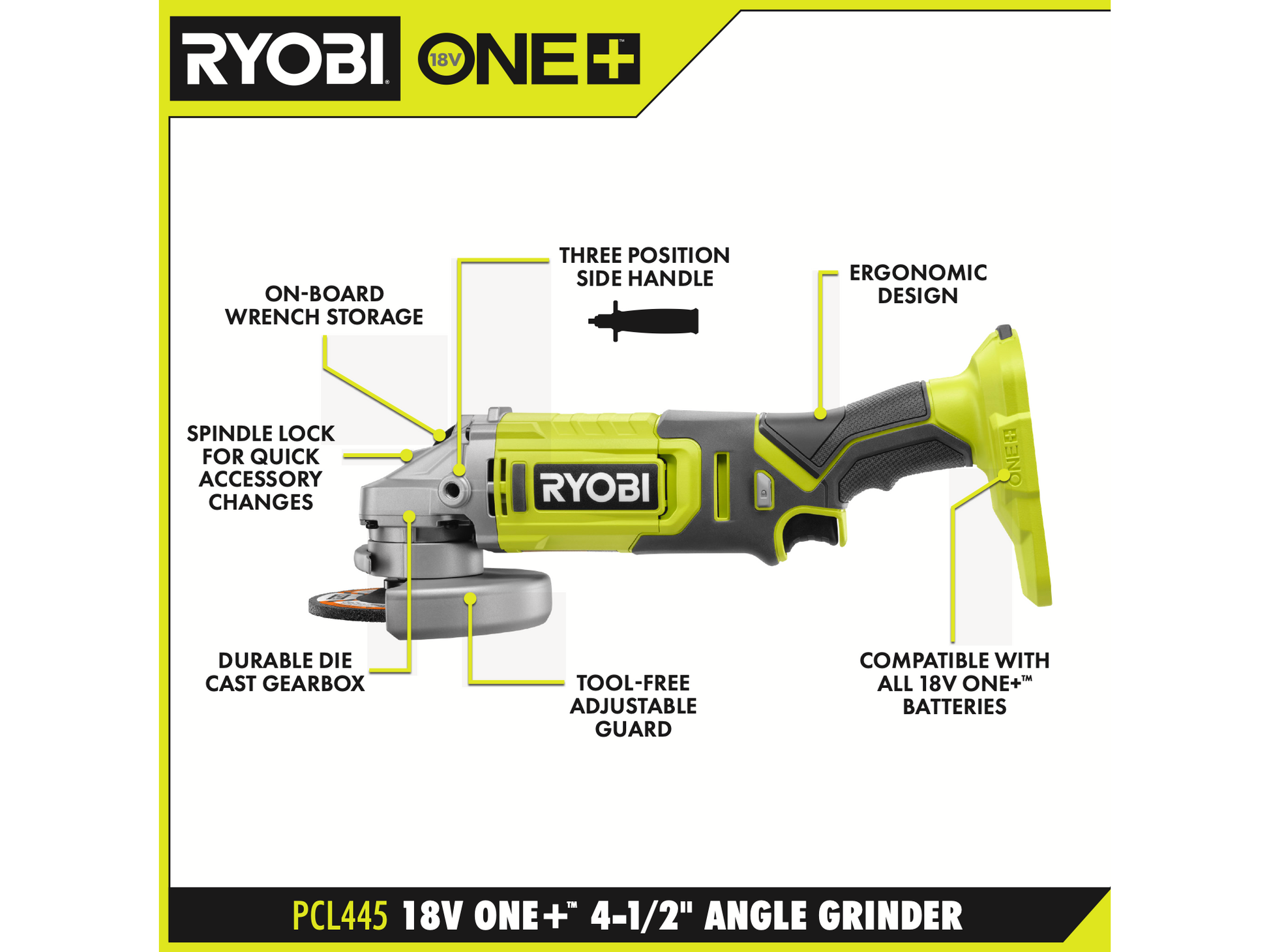18V ONE+ 4-1/2" Angle Grinder Kit Image 3