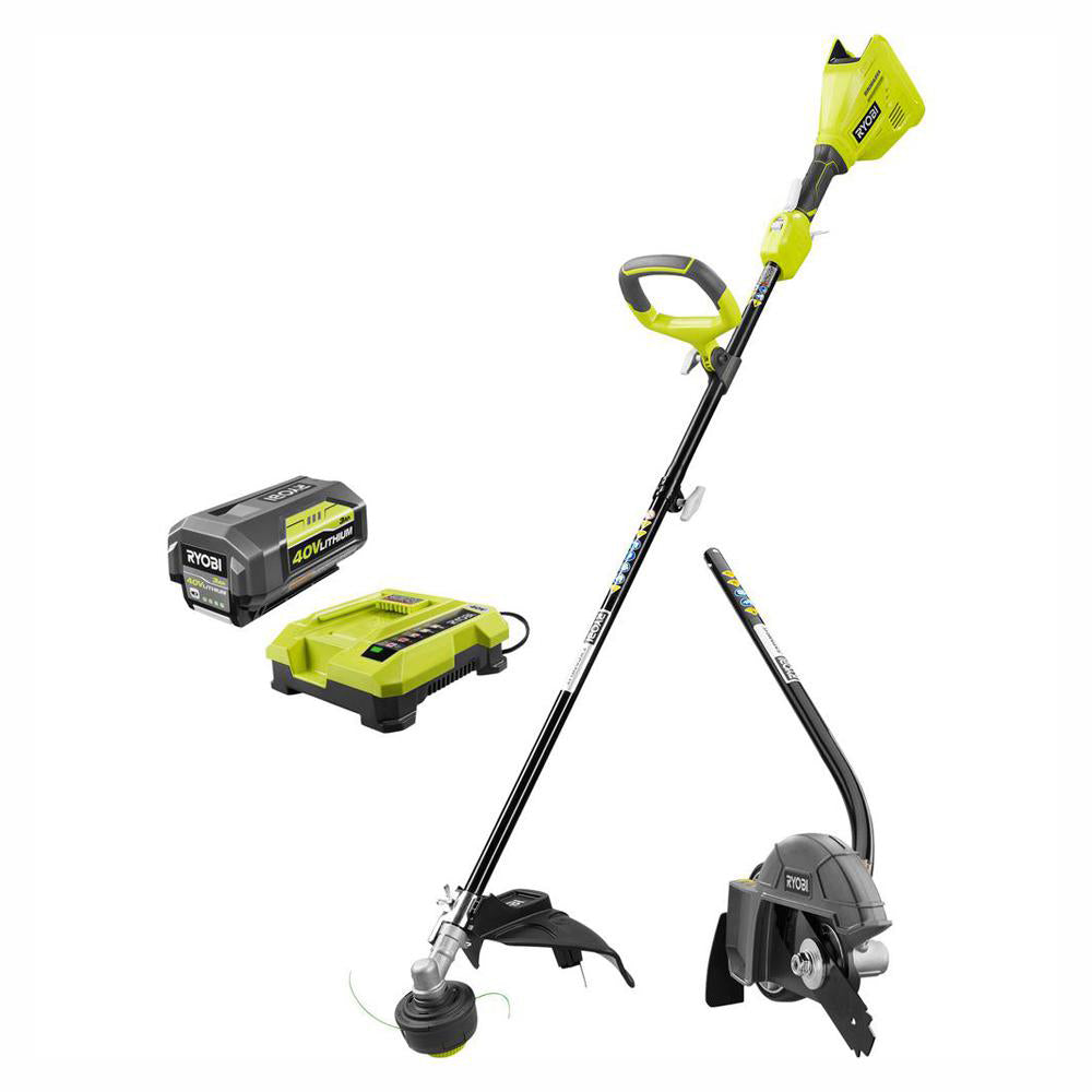 Expand-It 40V String Trimmer Combo Kit with Edger Attachment 3.0 Ah Battery, Charger Included RYOBI Tools