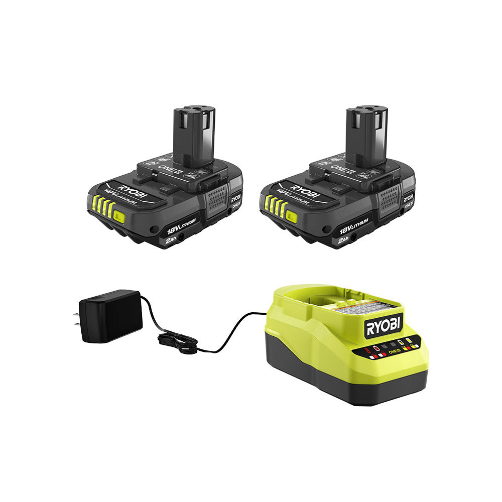 18V ONE+ LITHIUM-ION 2.0Ah BATTERY (2-PACK) AND CHARGER RYOBI Tools