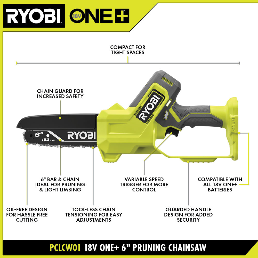 18V ONE+ 6" PRUNING CHAINSAW Image 2