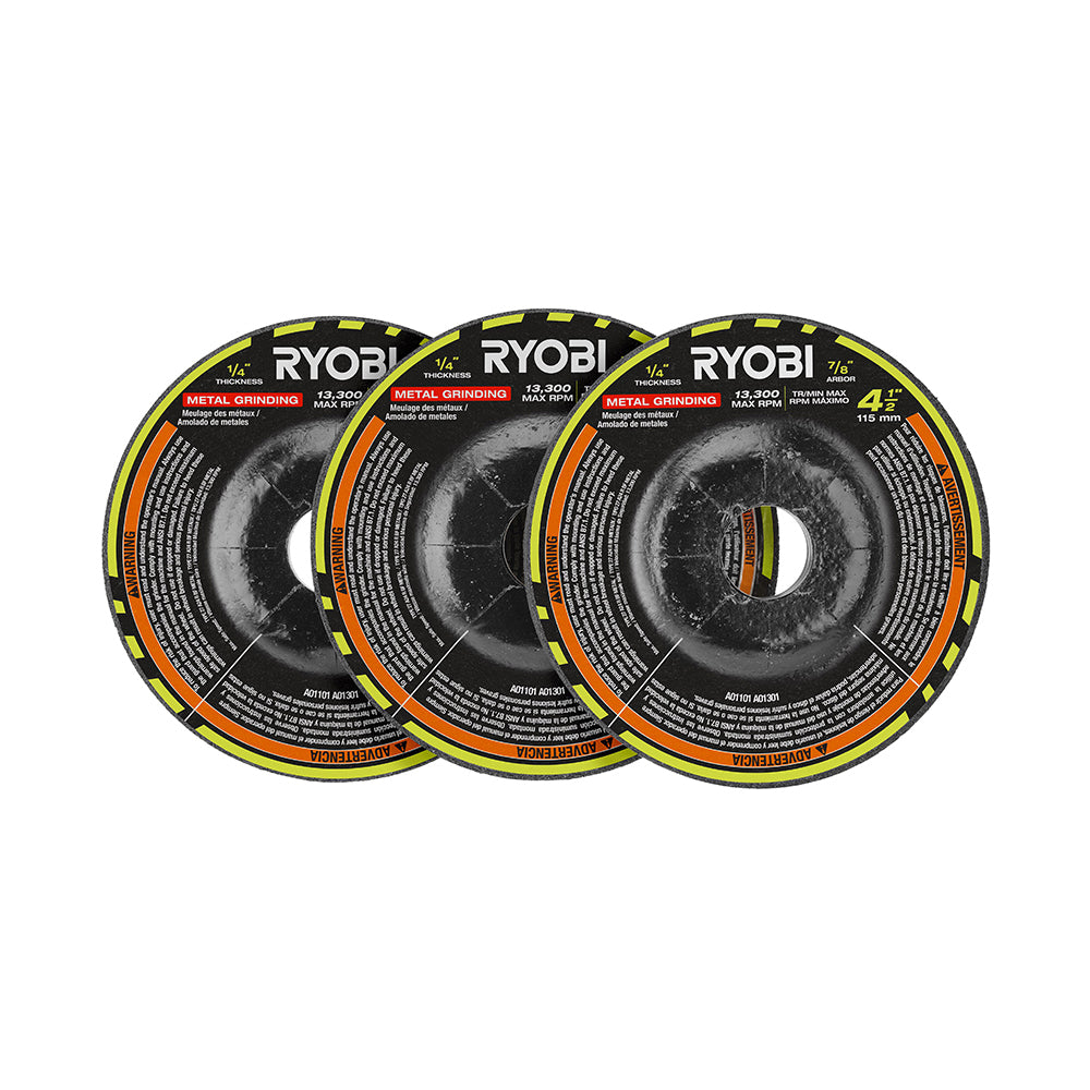 3 PC.  4-1/2" Metal Grinding Wheel Set RYOBI Tools