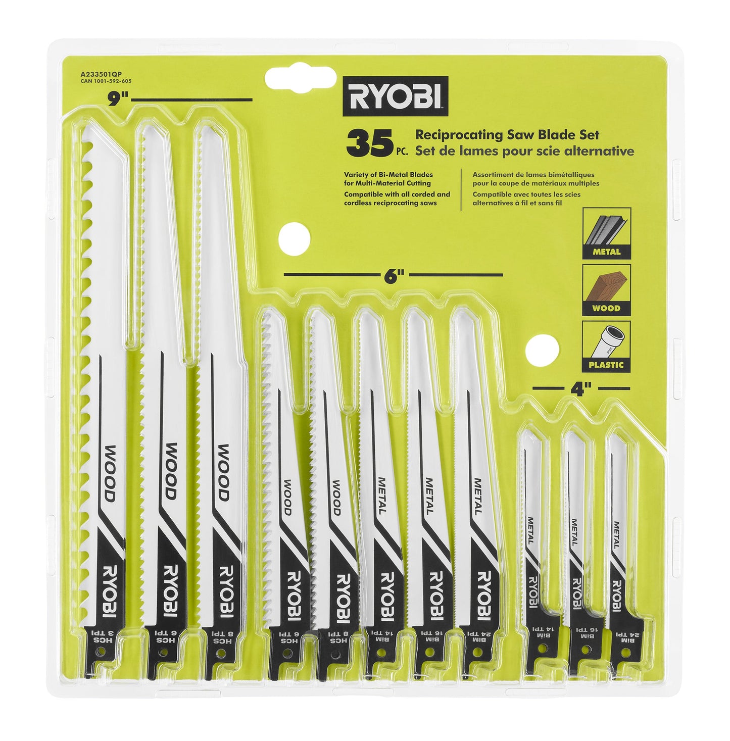 35 PC. RECIPROCATING SAW BLADE SET RYOBI Tools