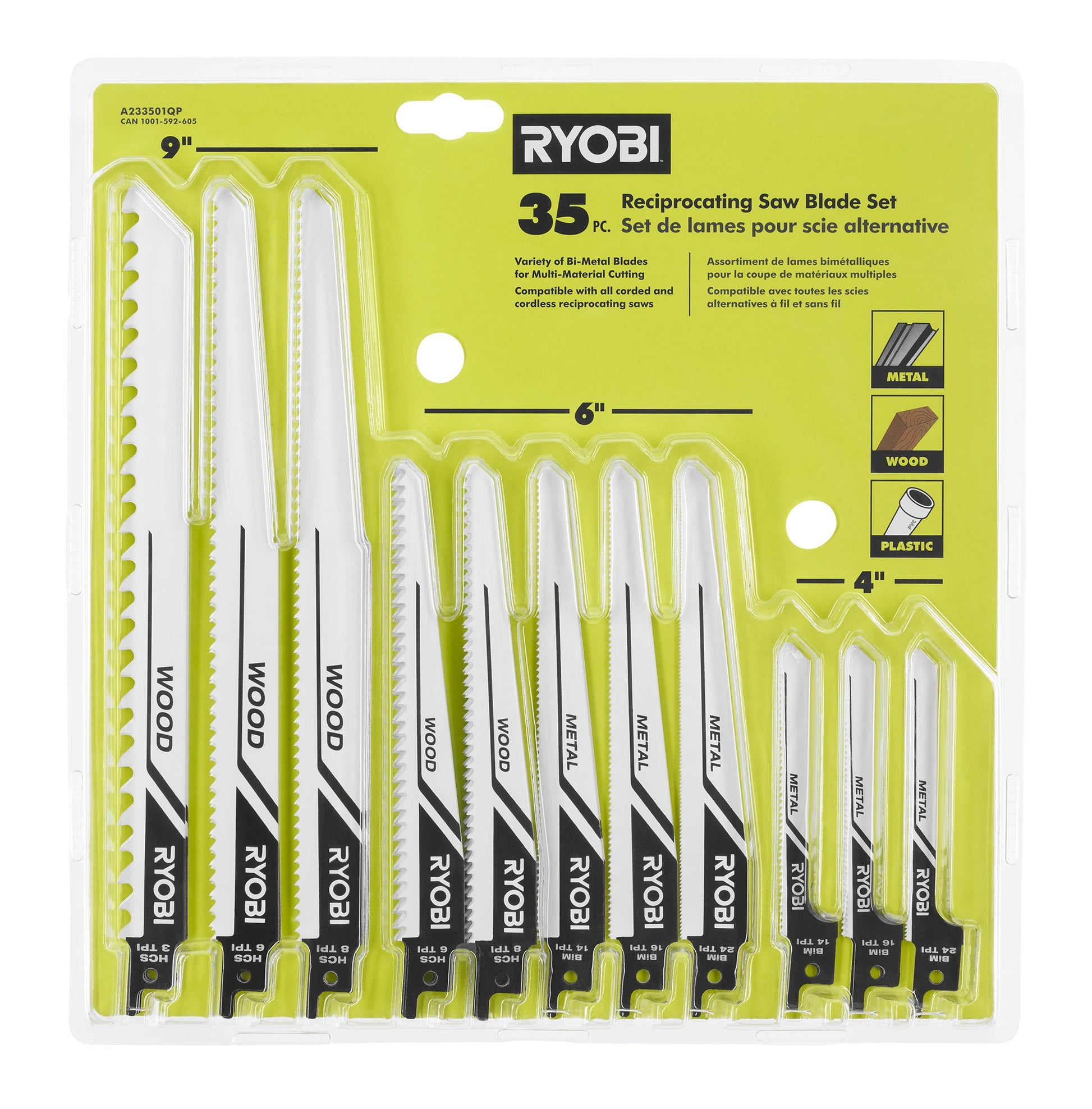 35 PC. RECIPROCATING SAW BLADE SET RYOBI Tools