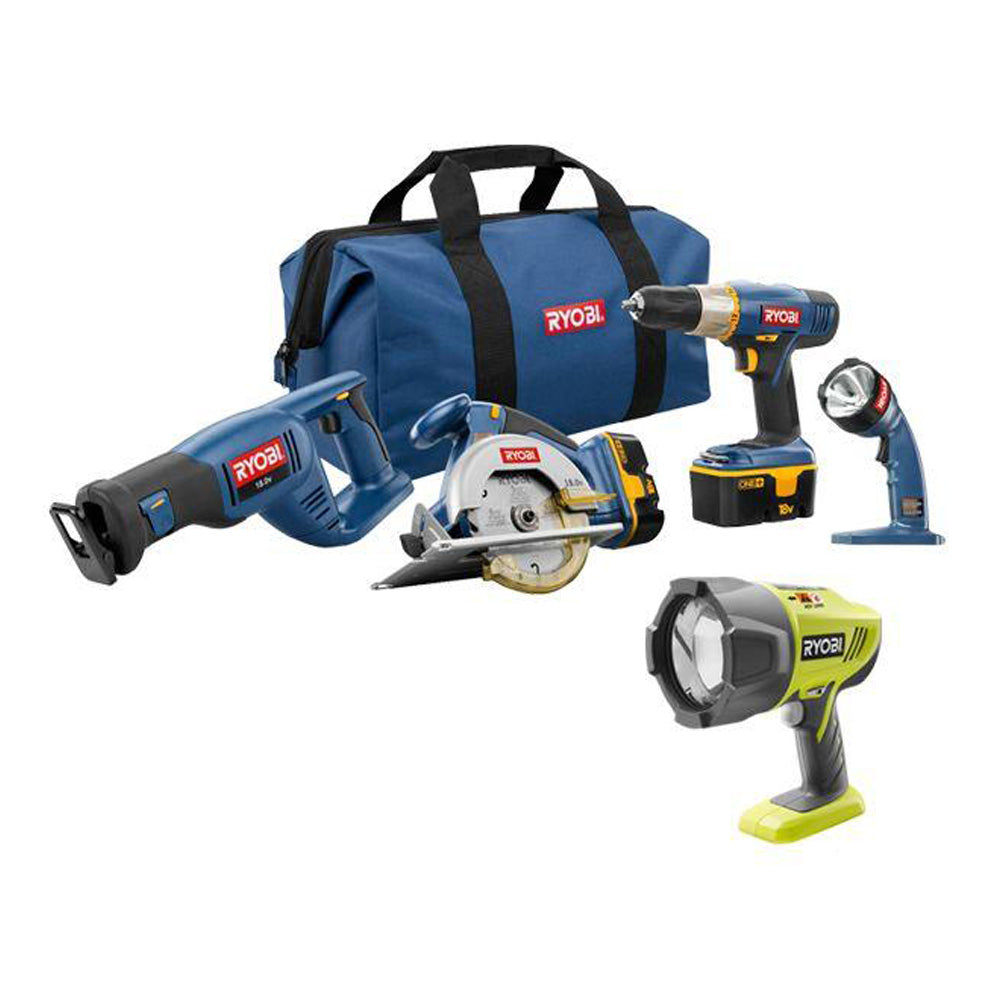 18V ONE+ Super Combo Kit (4-Tool) + Xenon Spotlight RYOBI Tools