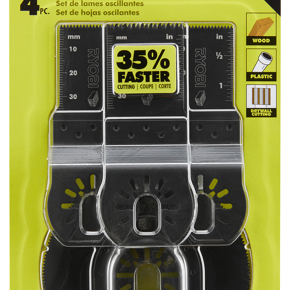 4 PC. WOOD OSCILLATING MULTI-TOOL BLADE SET RYOBI Tools