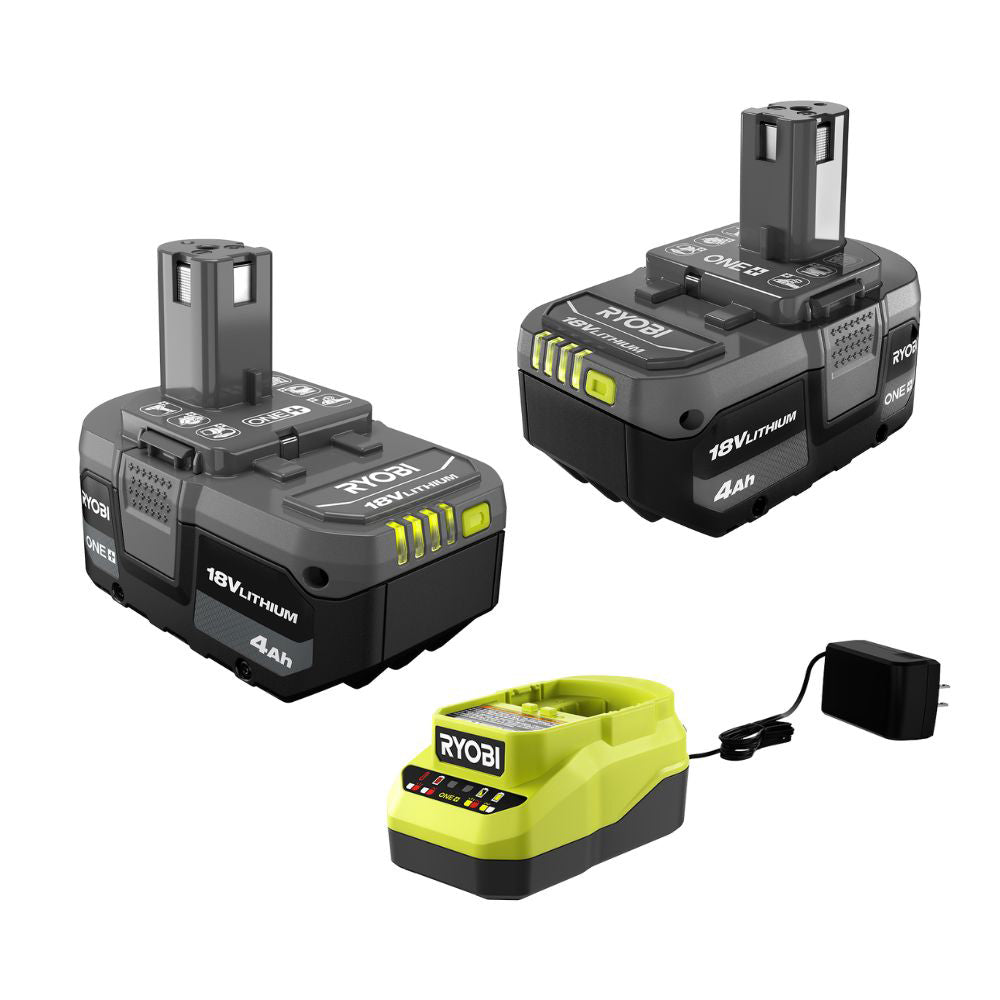 18V ONE+ LITHIUM-ION 4.0AH BATTERY (2-PACK) WITH CHARGER RYOBI Tools