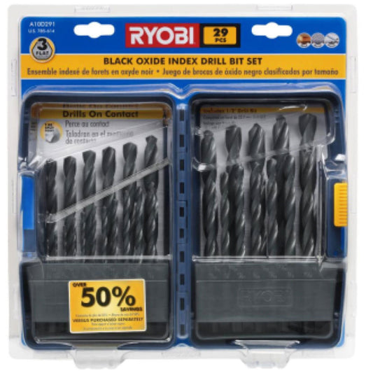 29 PC. Black Oxide Index Drill Bit Set RYOBI Tools