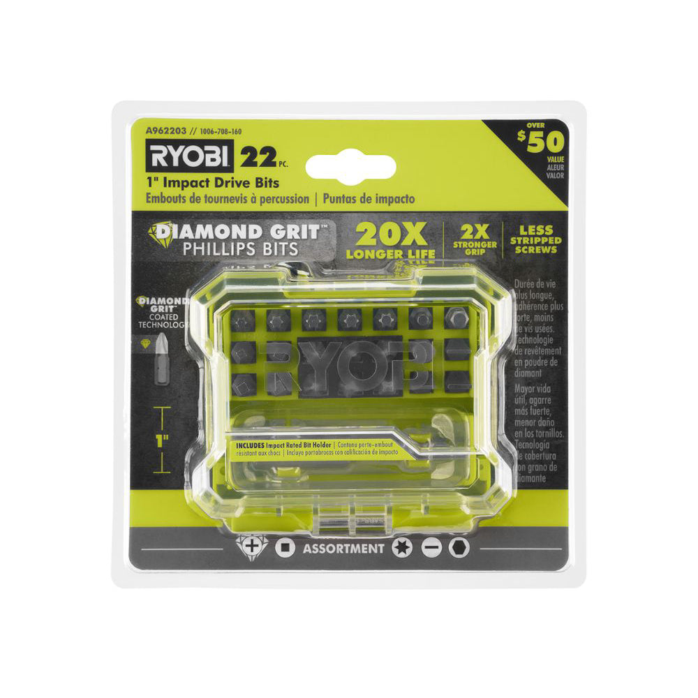 22 PC. 1" Diamond Grit Impact Drive Bits RYOBI Tools