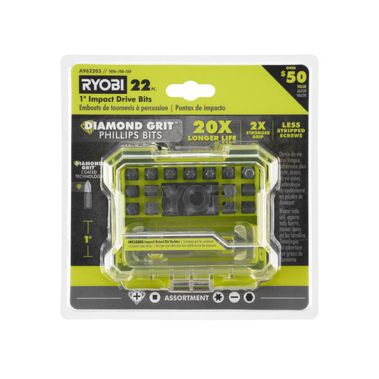 22 PC. 1" Diamond Grit Impact Drive Bits RYOBI Tools