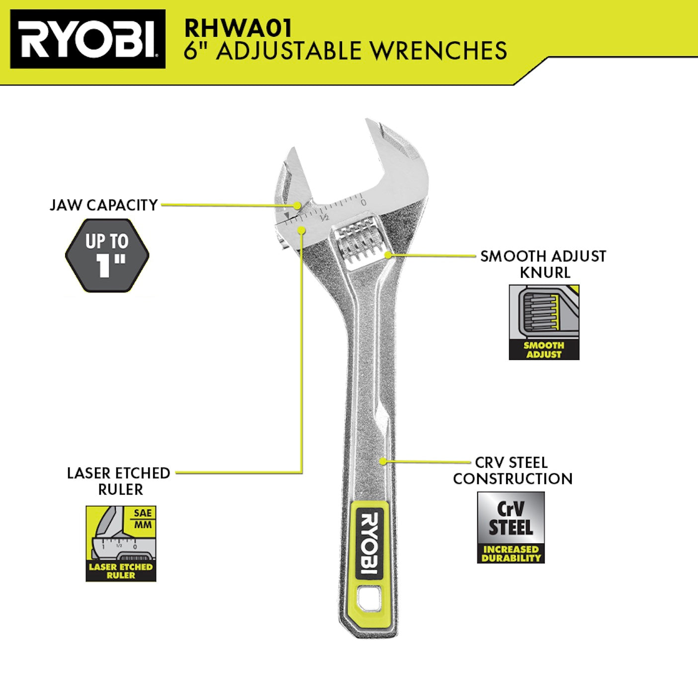 6" Adjustable Wrench Image 2