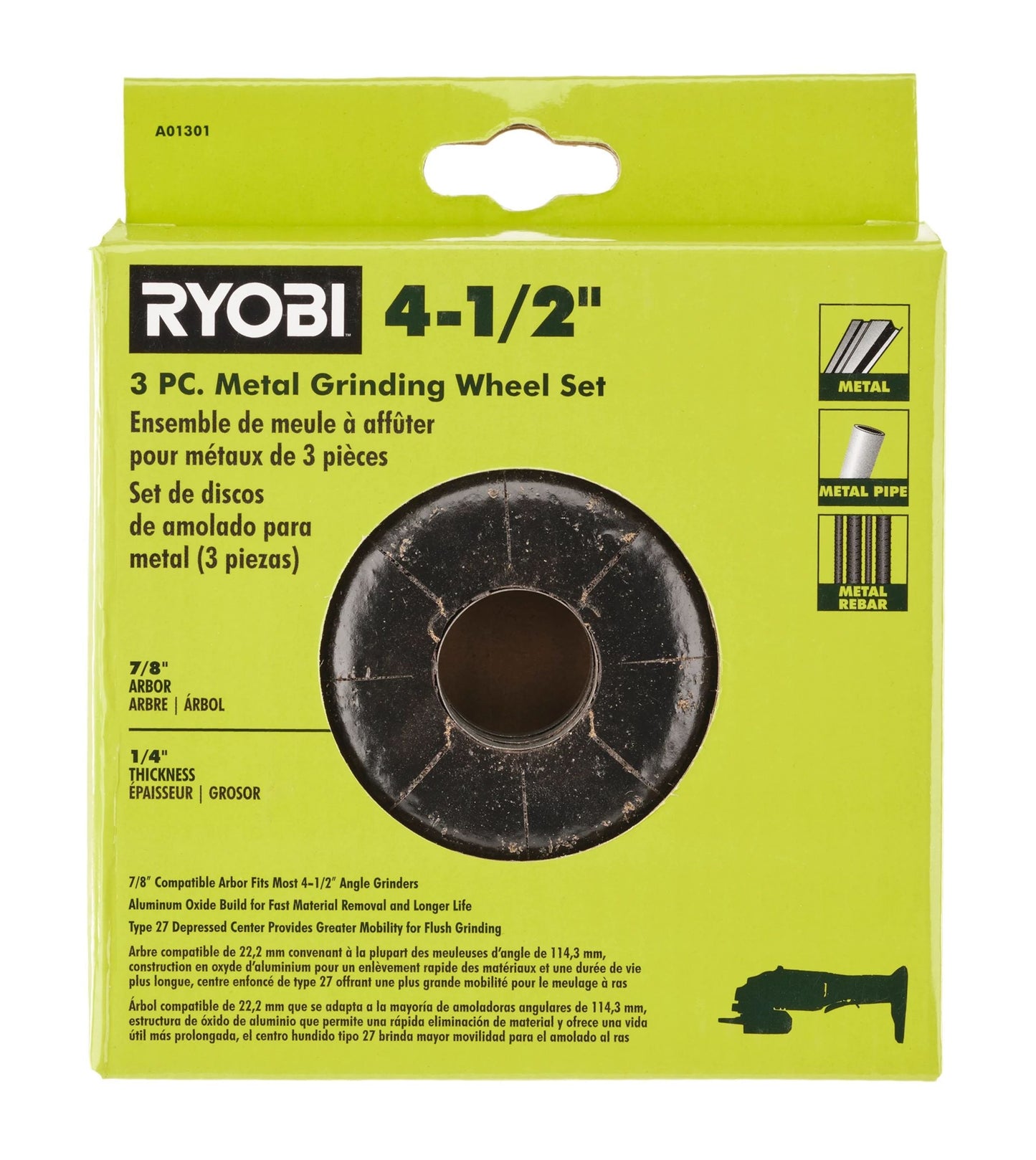 3 PC.  4-1/2" Metal Grinding Wheel Set Image 3